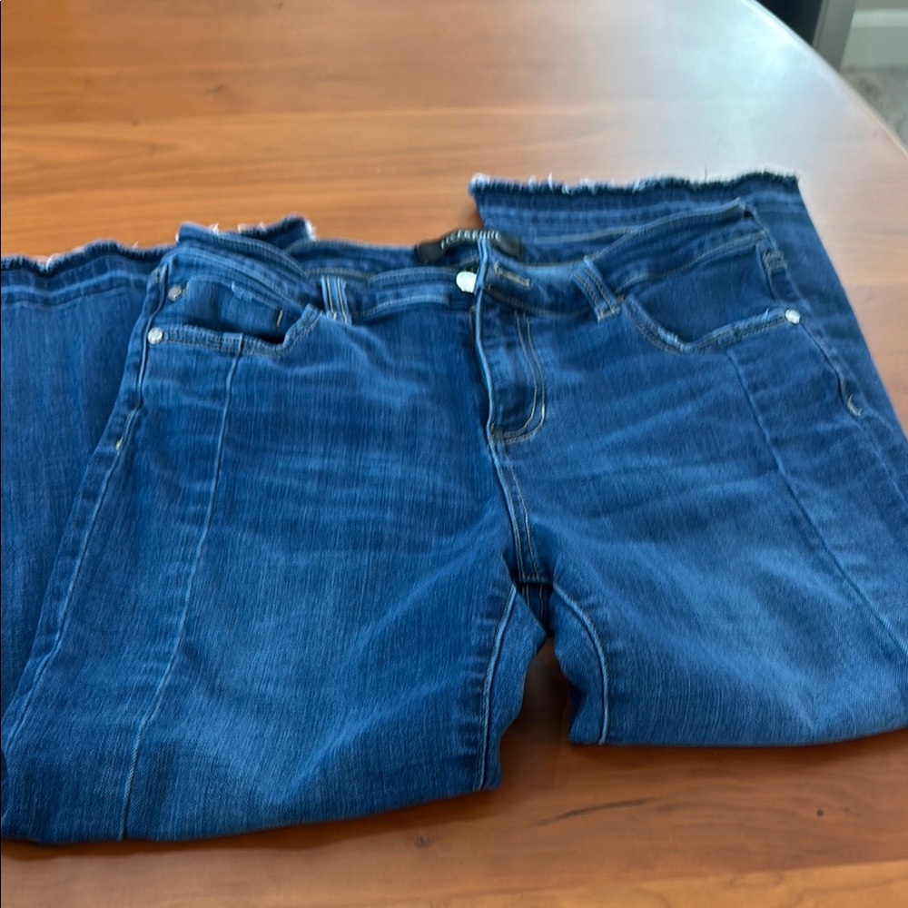 Liverpool Blue Ankle Cropped Jeans with Distressed Hem